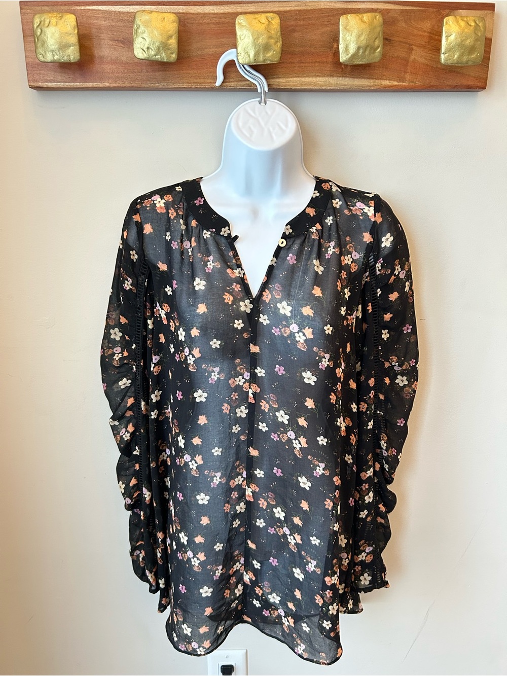 Camber & Grace Floral Sheer Blouse - Whimsigoth Fairycore Goth Floral Sheer XS